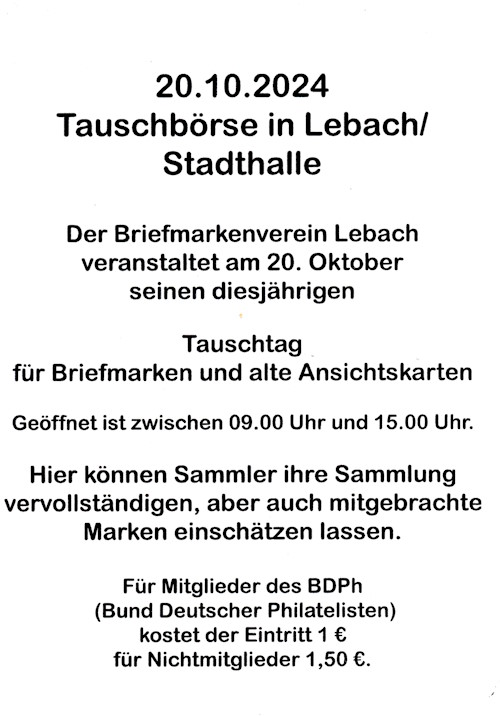 Tauschbörse in Lebach  20.10.24